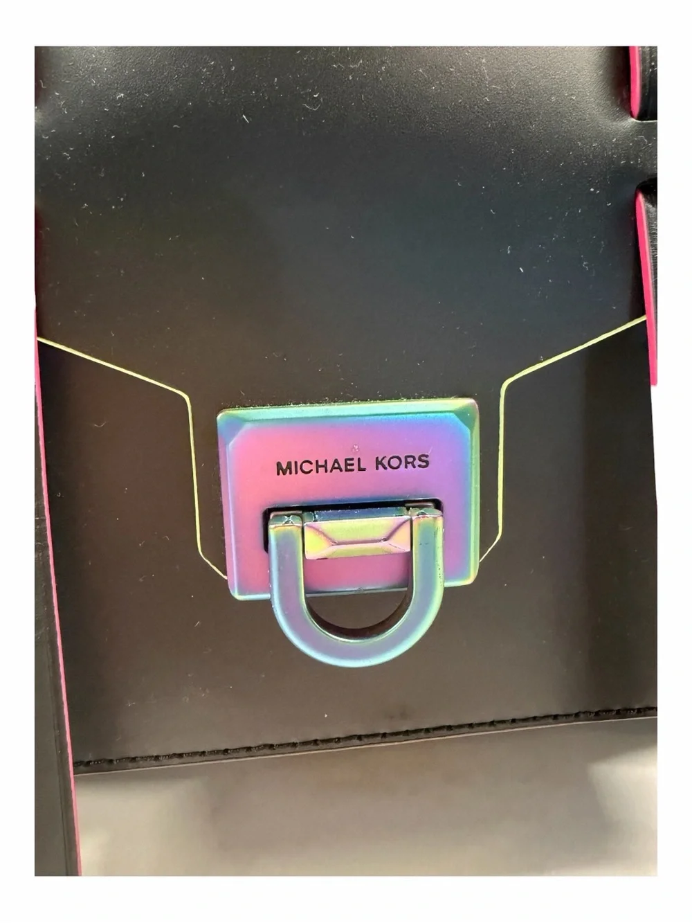 Michael Kors Manhattan Medium Top Handle Satchel | Black Rainbow Hardware | NWOT